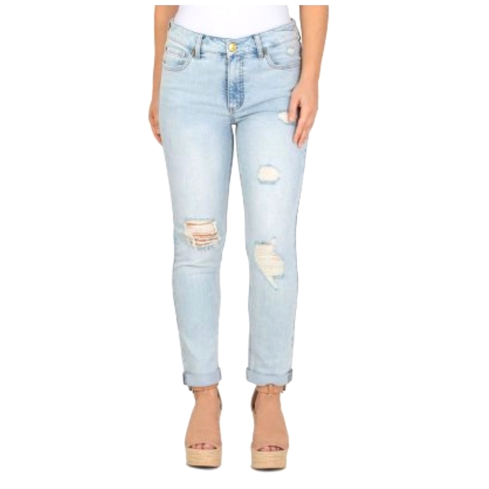 New Women's Distressed Stovepipe Slim Fit High Rise Western‎ Streetwear Jeans 8